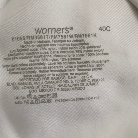 White!!!  Warner’s Bra!! - Picture 2 of 2